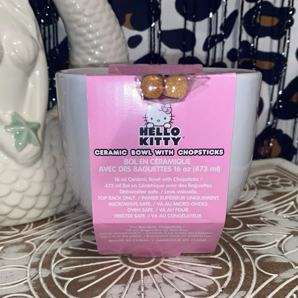 HELLO KITTY BY SANRIO CERAMIC BOWL & CHOPSTICKS